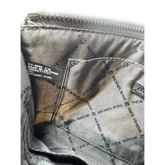 Michael Kors Jet Set Pouch Wristlet Coated Canvas Gray Black MK Logo 10"x 5.5" - Picture 9 of 10